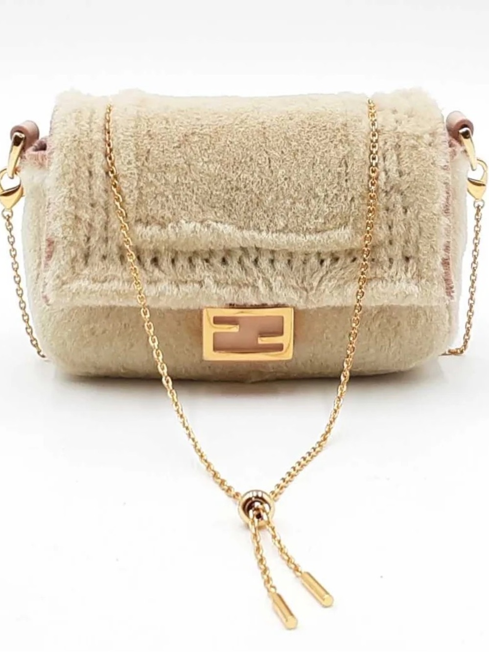 Fendi Nano Baguette Mink Crossbody Bag & Charm